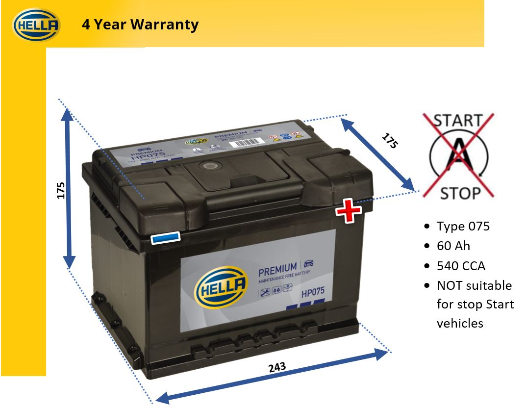 Hella HP075 Car Battery