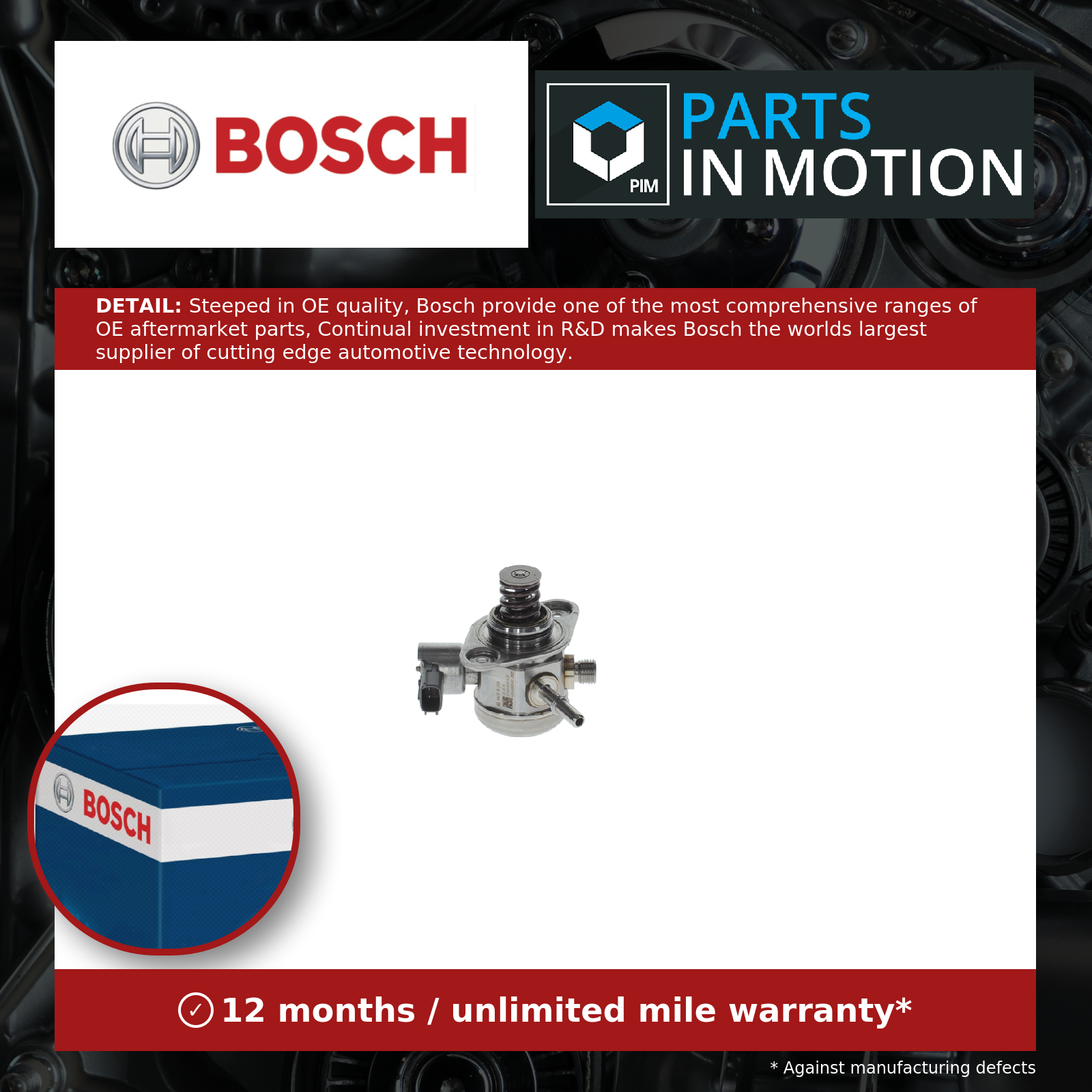 Bosch High Pressure Petrol Fuel Pump 0261520431 [PM1859928]