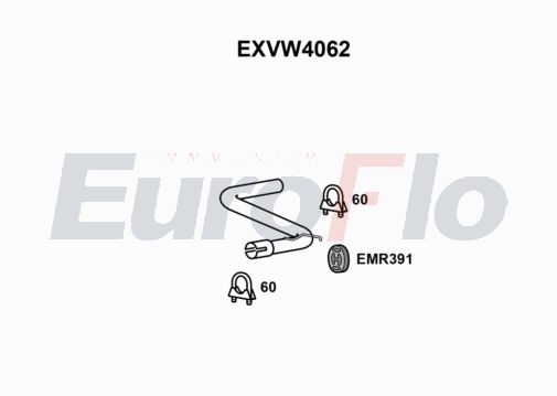 EuroFlo EXVW4062 Silencer Insert, rear muffler
