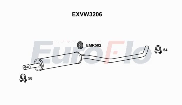 EuroFlo EXVW3206 Silencer Insert, rear muffler