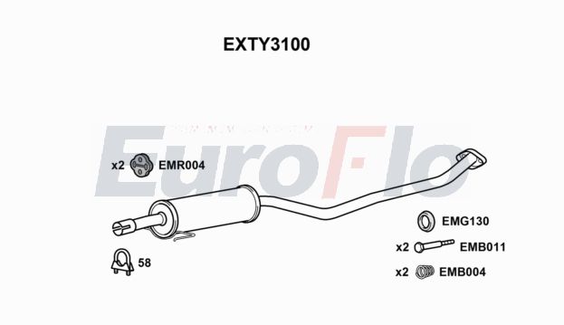 EuroFlo EXTY3100 Silencer Insert, rear muffler