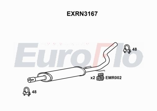 EuroFlo EXRN3167 Silencer Insert, rear muffler
