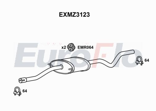 EuroFlo EXMZ3123 Silencer Insert, rear muffler
