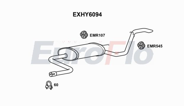 EuroFlo EXHY6094 Silencer Insert, rear muffler