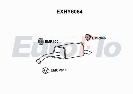 EuroFlo EXHY6064 Silencer Insert, rear muffler