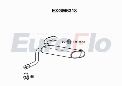 EuroFlo EXGM6318 Silencer Insert, rear muffler