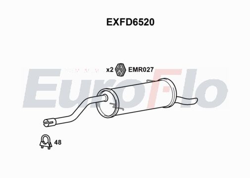 EuroFlo EXFD6520 Silencer Insert, rear muffler