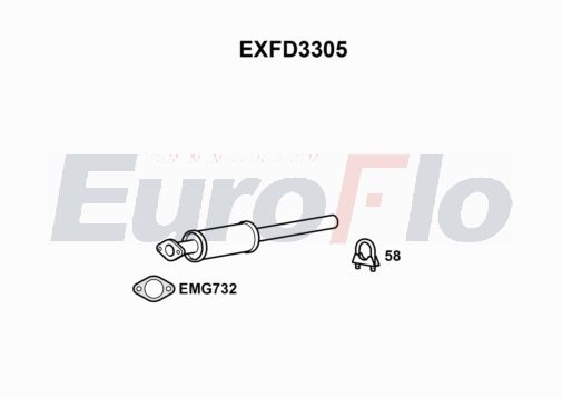 EuroFlo EXFD3305 Silencer Insert, rear muffler