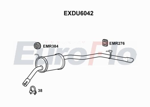 EuroFlo EXDU6042 Silencer Insert, rear muffler