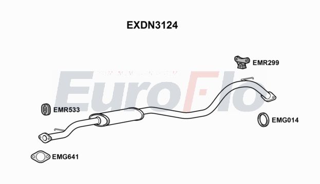 EuroFlo EXDN3124 Silencer Insert, rear muffler