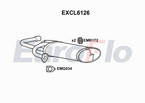 EuroFlo EXCL6126 Silencer Insert, rear muffler