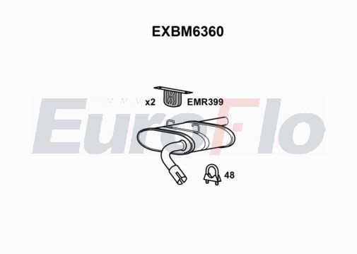 EuroFlo EXBM6360 Silencer Insert, rear muffler