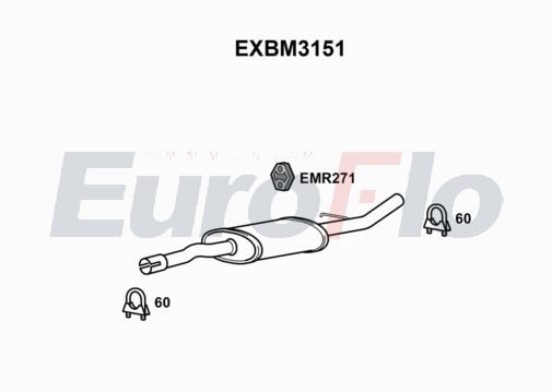 EuroFlo EXBM3151 Silencer Insert, rear muffler