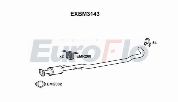 EuroFlo EXBM3143 Silencer Insert, rear muffler