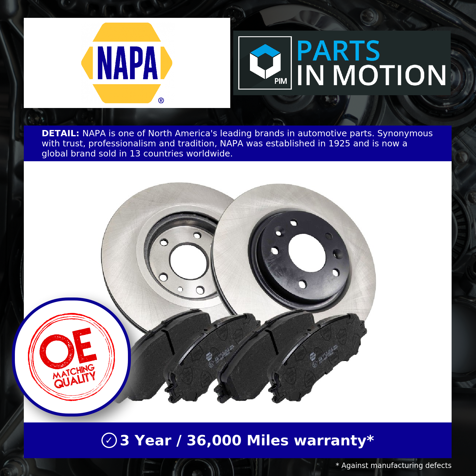 Set of 2x Vented Brake Discs Pair with Pads NAPA NBK5009DP [PM2580028]
