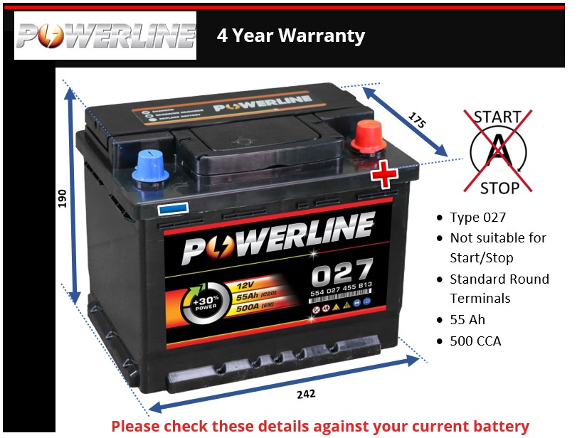 Powerline 027 Car Battery