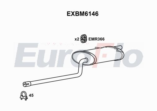 EuroFlo EXBM6146 Exhaust Back / Rear Box