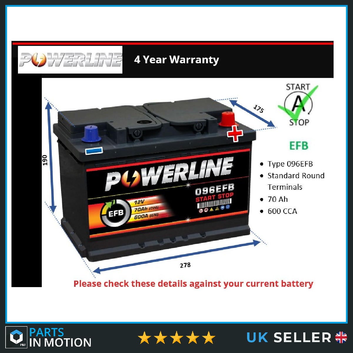 Powerline EFB Car Battery 096EFB [PM2460654]