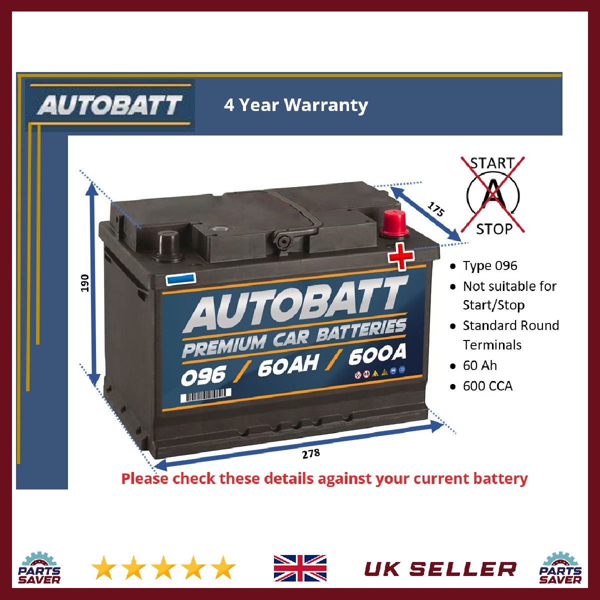 AUTOBATT Car Battery 096 [PM2460750]