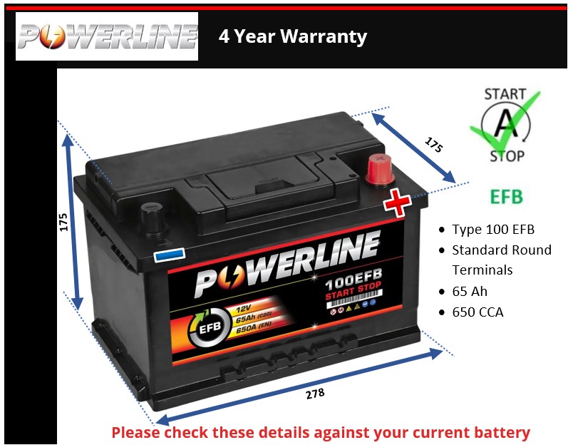 Powerline 100EFB EFB Car Battery