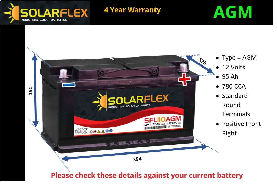 SFL110AGM Solarflex Industrial Solar Battery 12V 95Ah