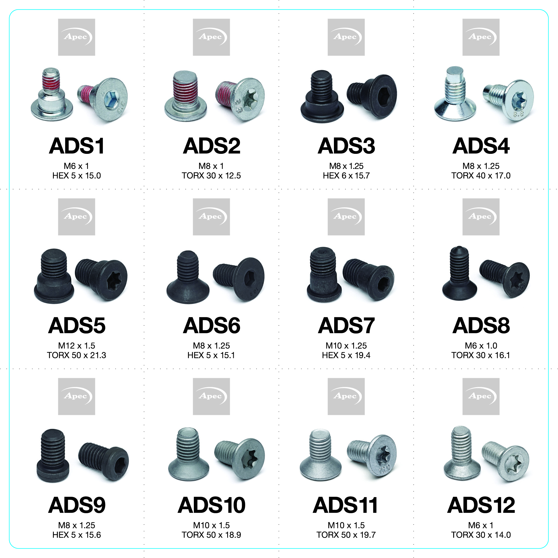 Apec ADS58 Brake Disc Screw Bolt