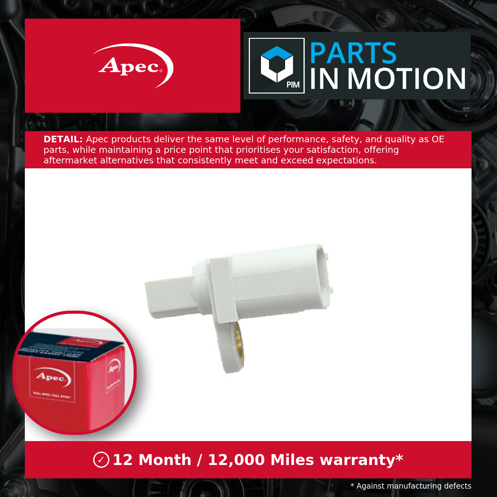 Apec ABS Sensor Rear Left or Right ABS1282 [PM1841669]