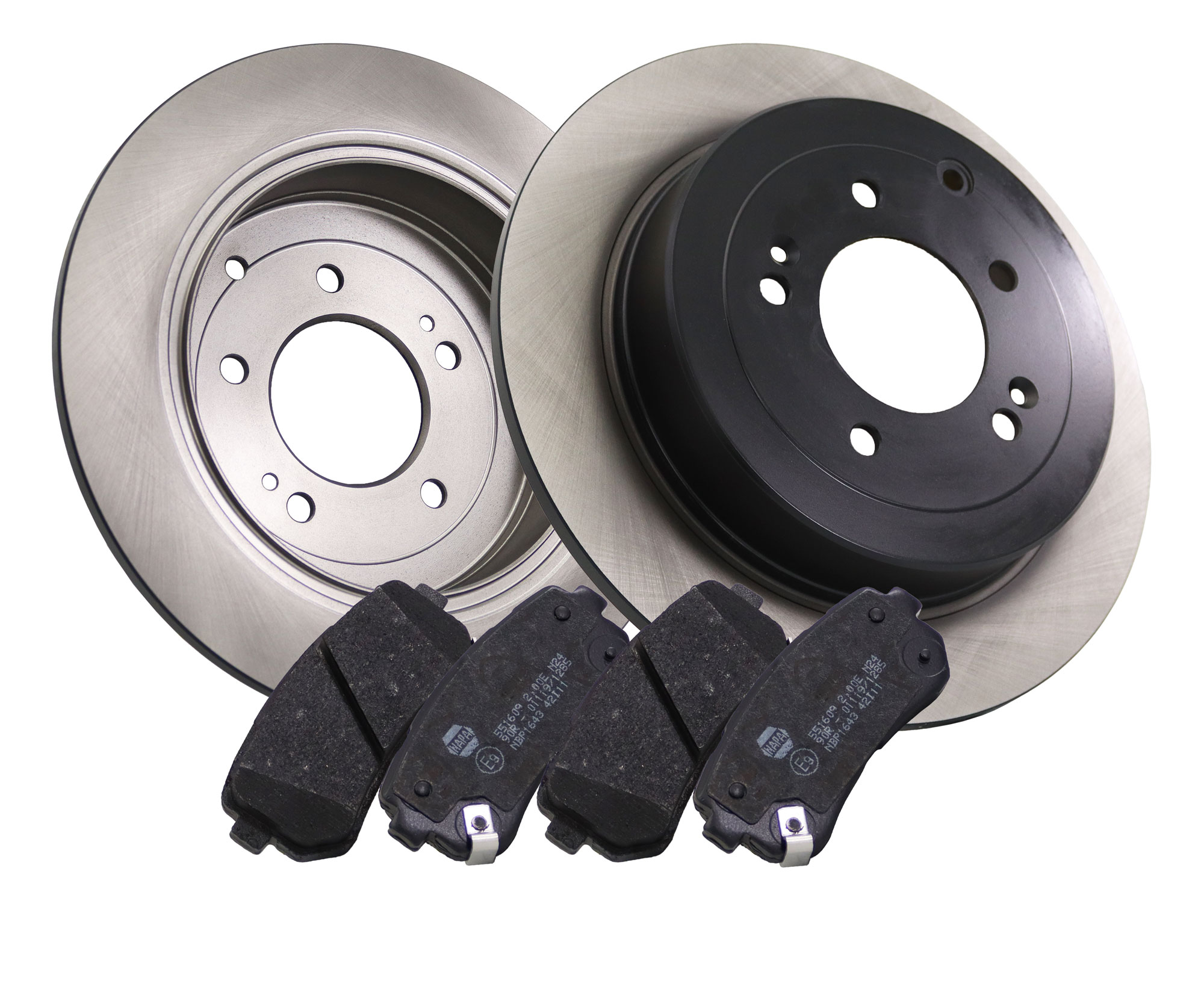 NAPA NBD5689+NBP1643 2x Solid Brake Discs and Pads