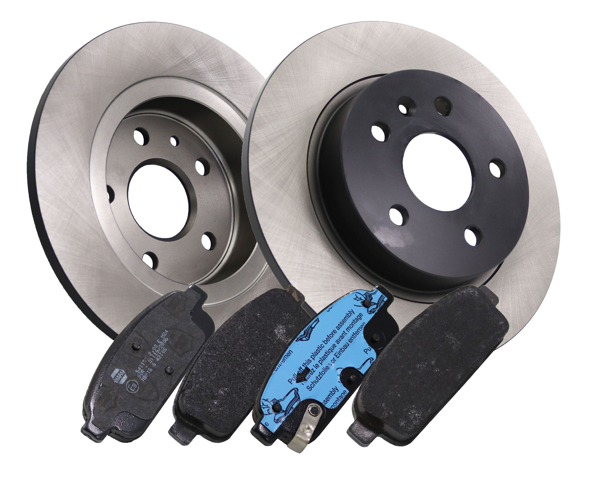 NAPA NBD5384+NBP1816 2x Solid Brake Discs and Pads