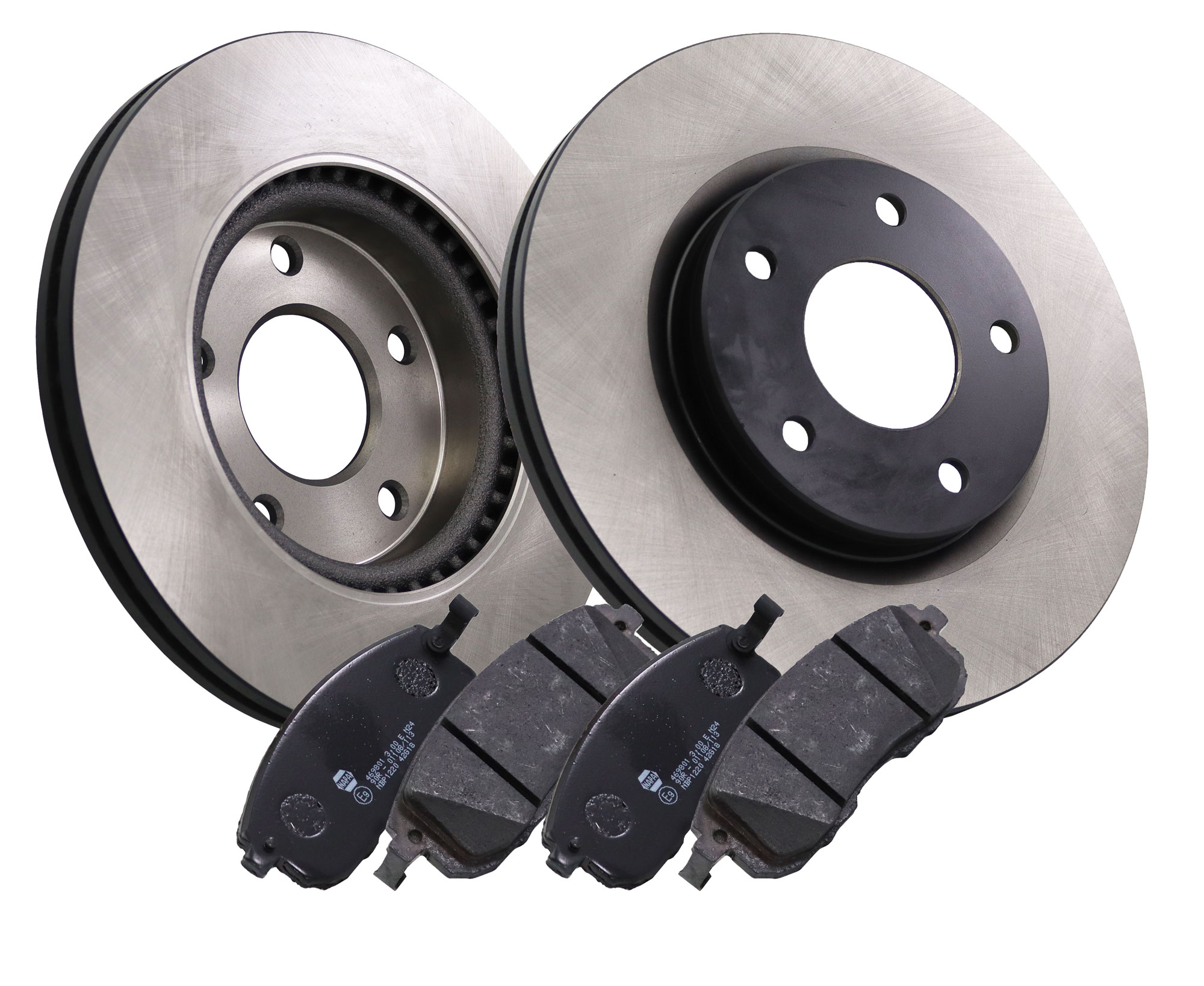 NAPA NBD5071+NBP1220 2x Vented Brake Discs and Pads