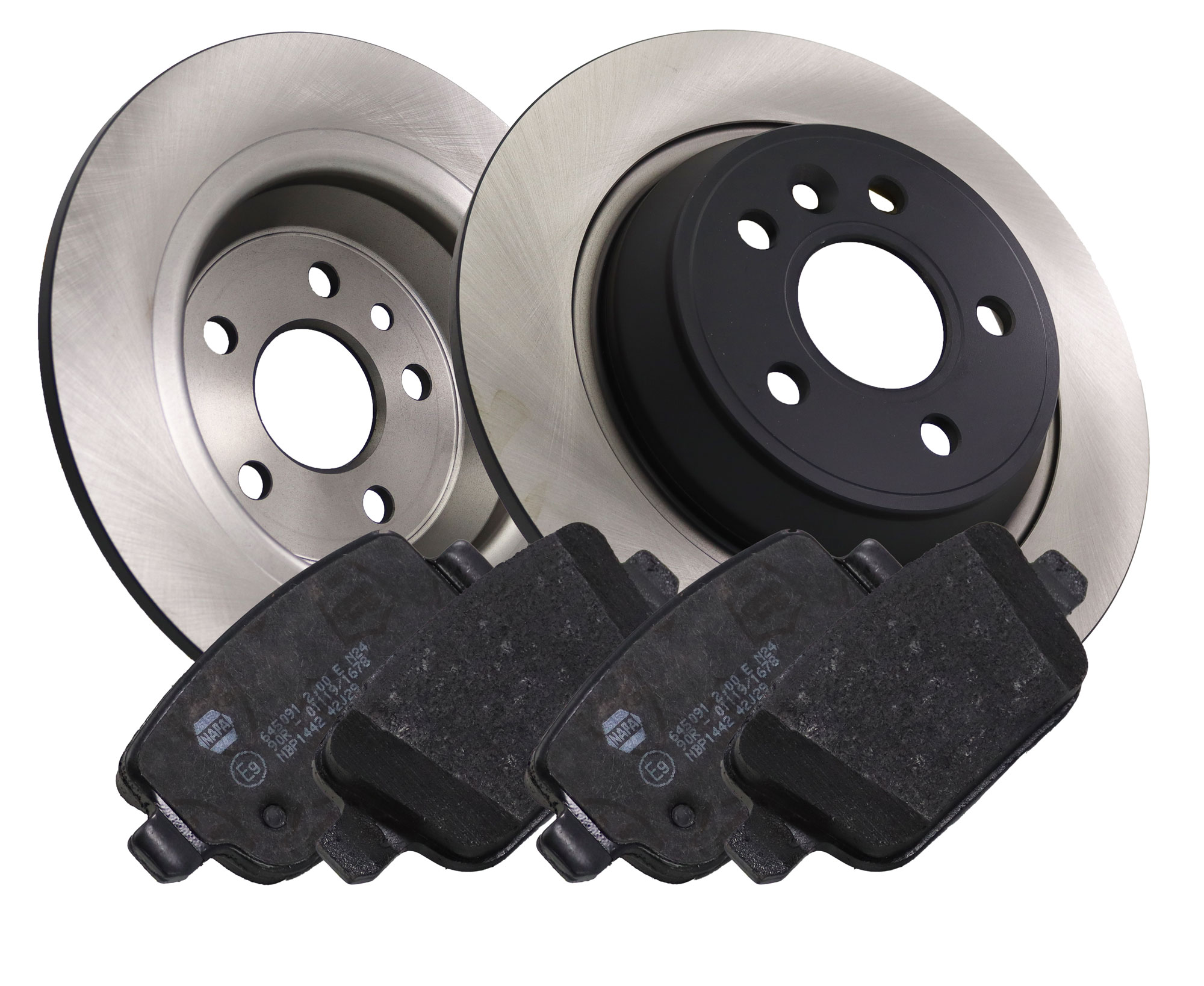 NAPA NBD5263+NBP1442 2x Solid Brake Discs and Pads