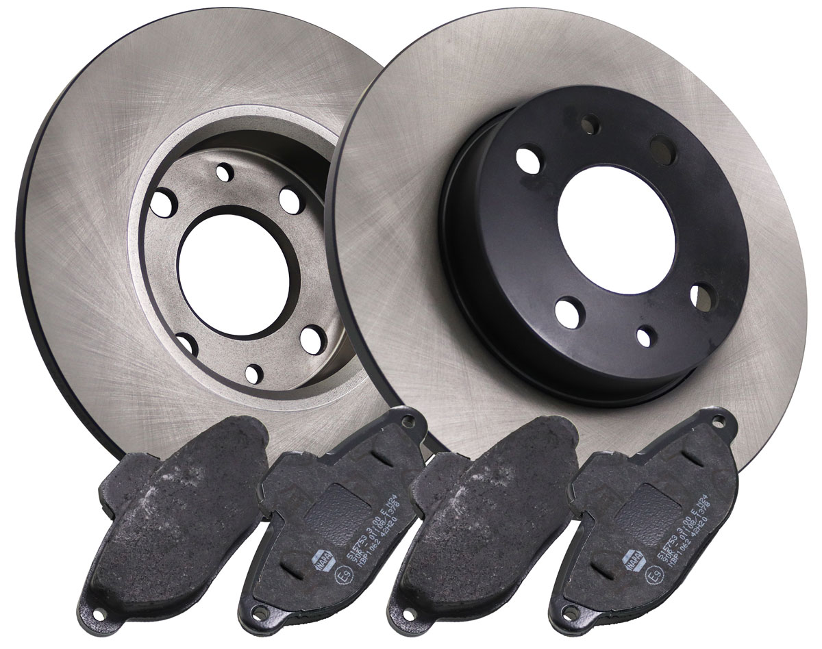 NAPA NBD5148+NBP1062 2x Solid Brake Discs and Pads