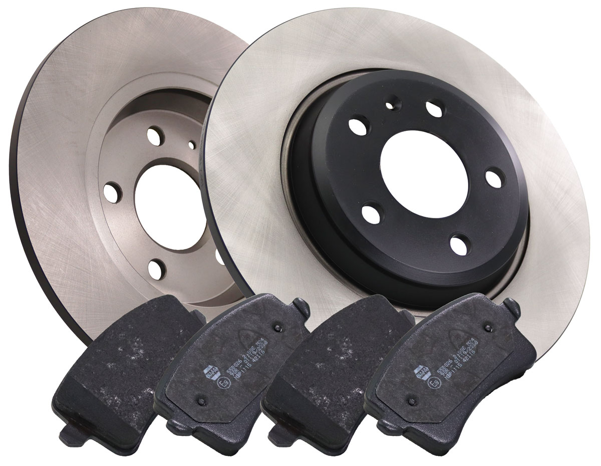 NAPA NBD5386+NBP1115 2x Solid Brake Discs and Pads