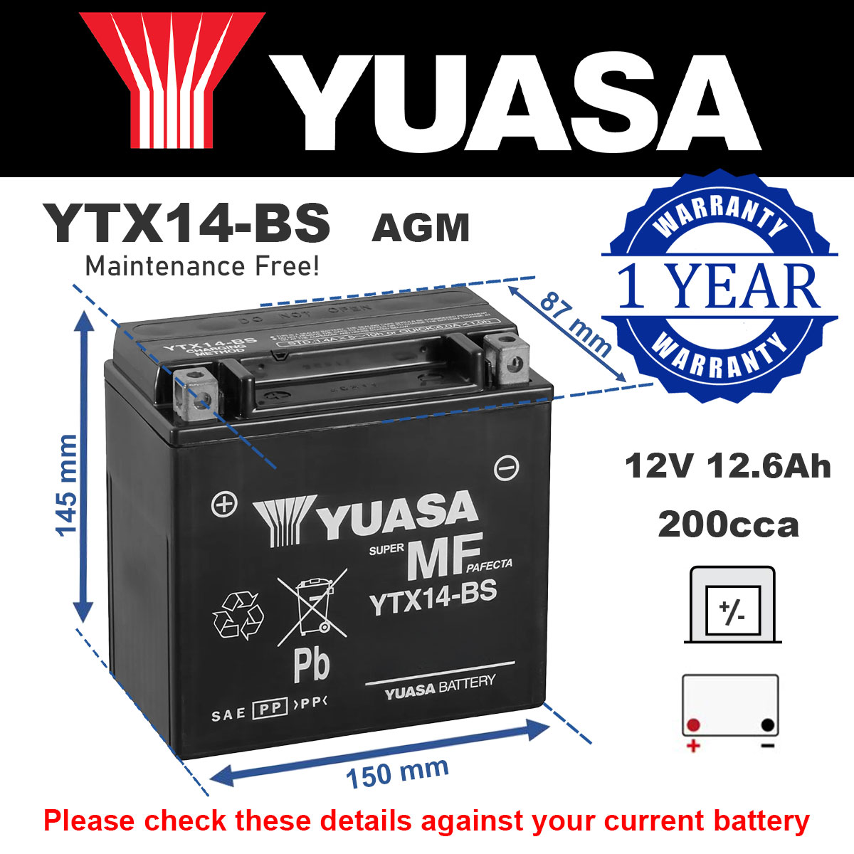 Yuasa YTX14-BS