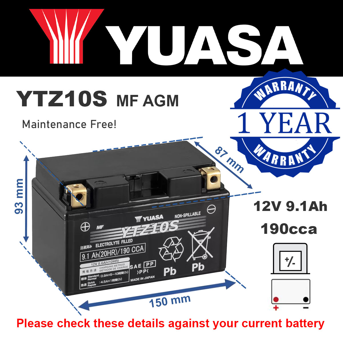 Yuasa YTZ10S