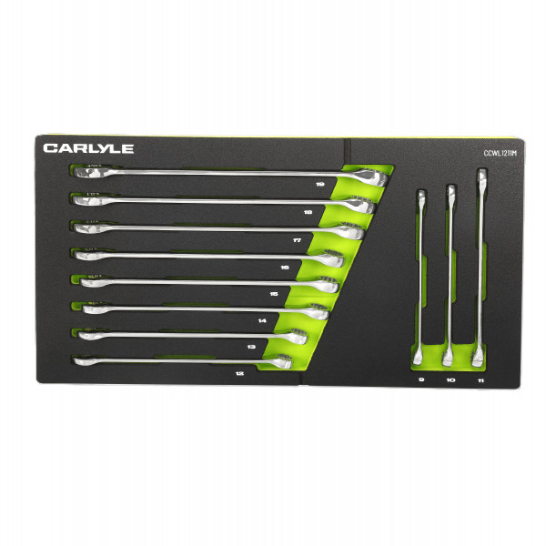 Carlyle CCWL1211M 11 PC METRIC 12 PT LONG COMBINATION WRENCH SET 9 -19MM