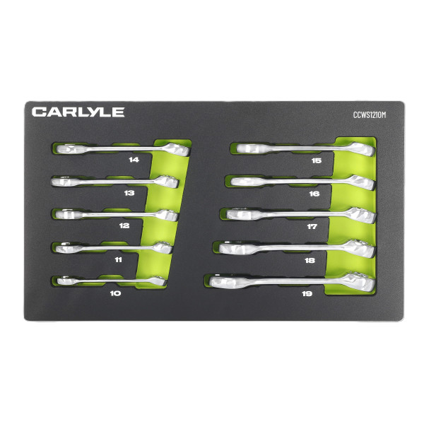 Carlyle CCWS1210M 10 PC METRIC 12 PT STUBBY COMBINATION WRENCH SET