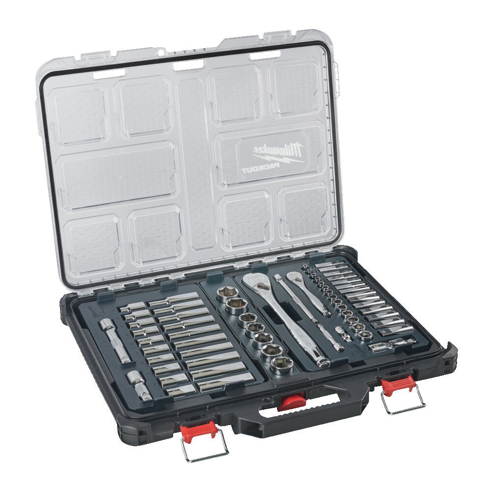 Milwaukee 4932493661 PACKOUT™ 1/4IN. & 1/2IN. RATCHET AND SOCKET SET - 63 PC