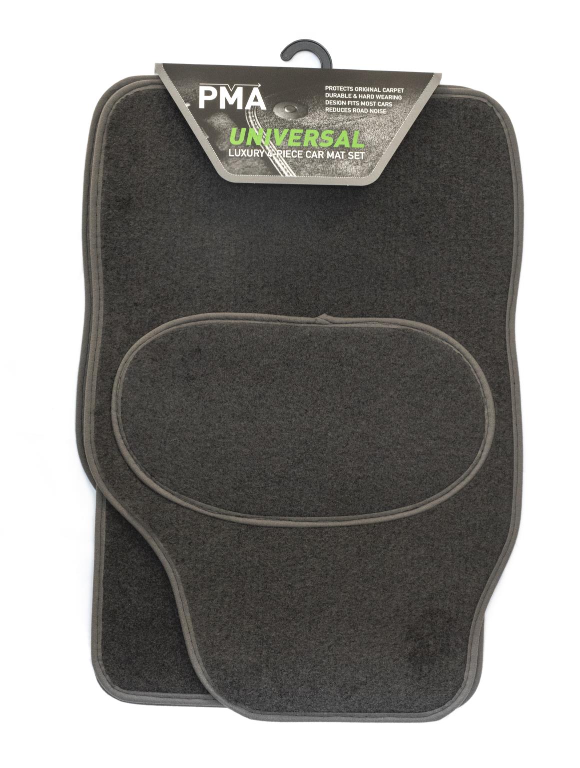 PMA PCM4503 UNIVERSAL LUXURY CAR MAT SET - 4 PIECE WITH GREY BINDING