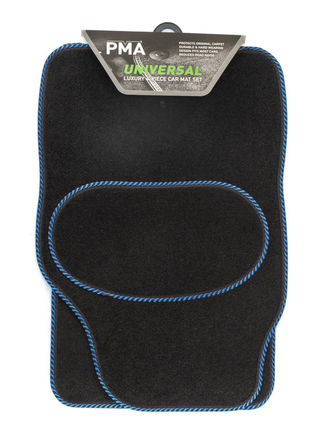 PMA PCM4509 UNIVERSAL VENICE CAR MAT SET - 4 PIECE WITH BLUE S BINDING