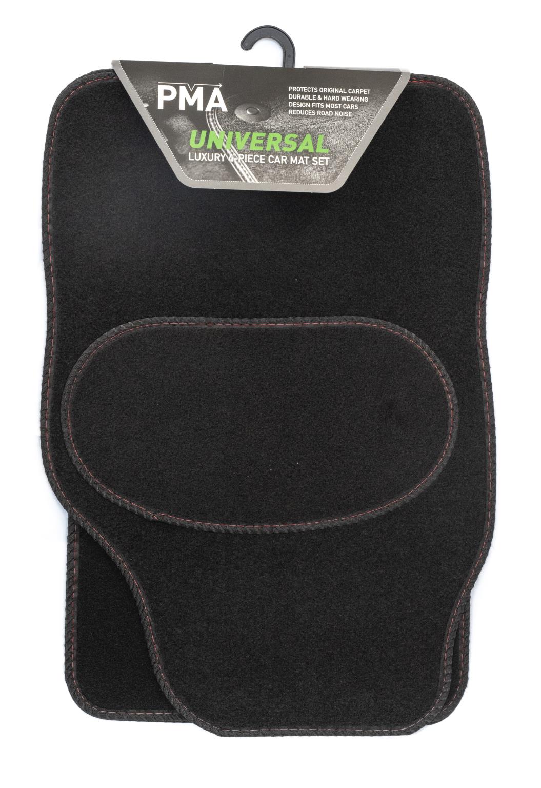PMA PCM4513 UNIVERSAL VENICE CAR MAT SET - 4 PIECE WITH RED STITCHING