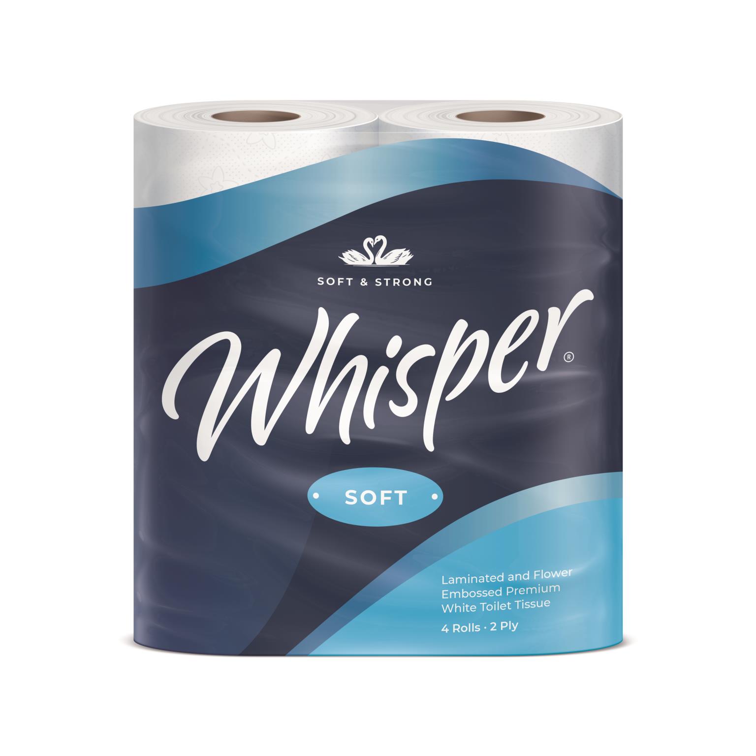 Whisper TLSOFT2 2 PLY LUXURY SOFT TOILET ROLLS - 10 PACKS OF 4