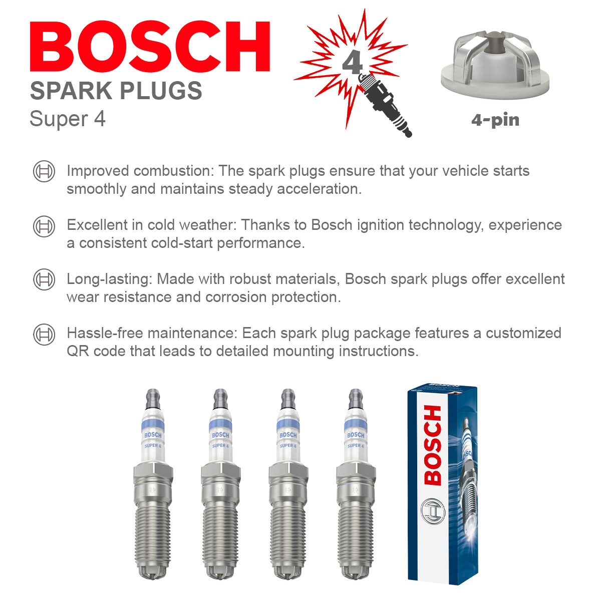 Bosch 0242232514 Spark Plugs Set 4x