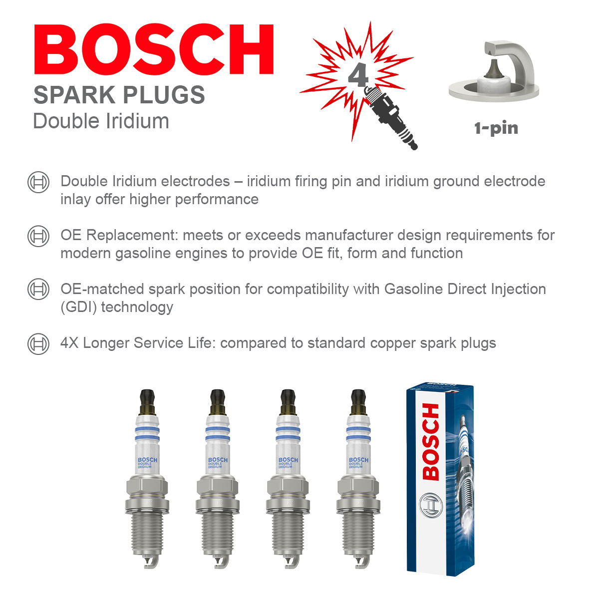 Spark Plugs Set 4x 0242240707 Bosch 55576026 55585517