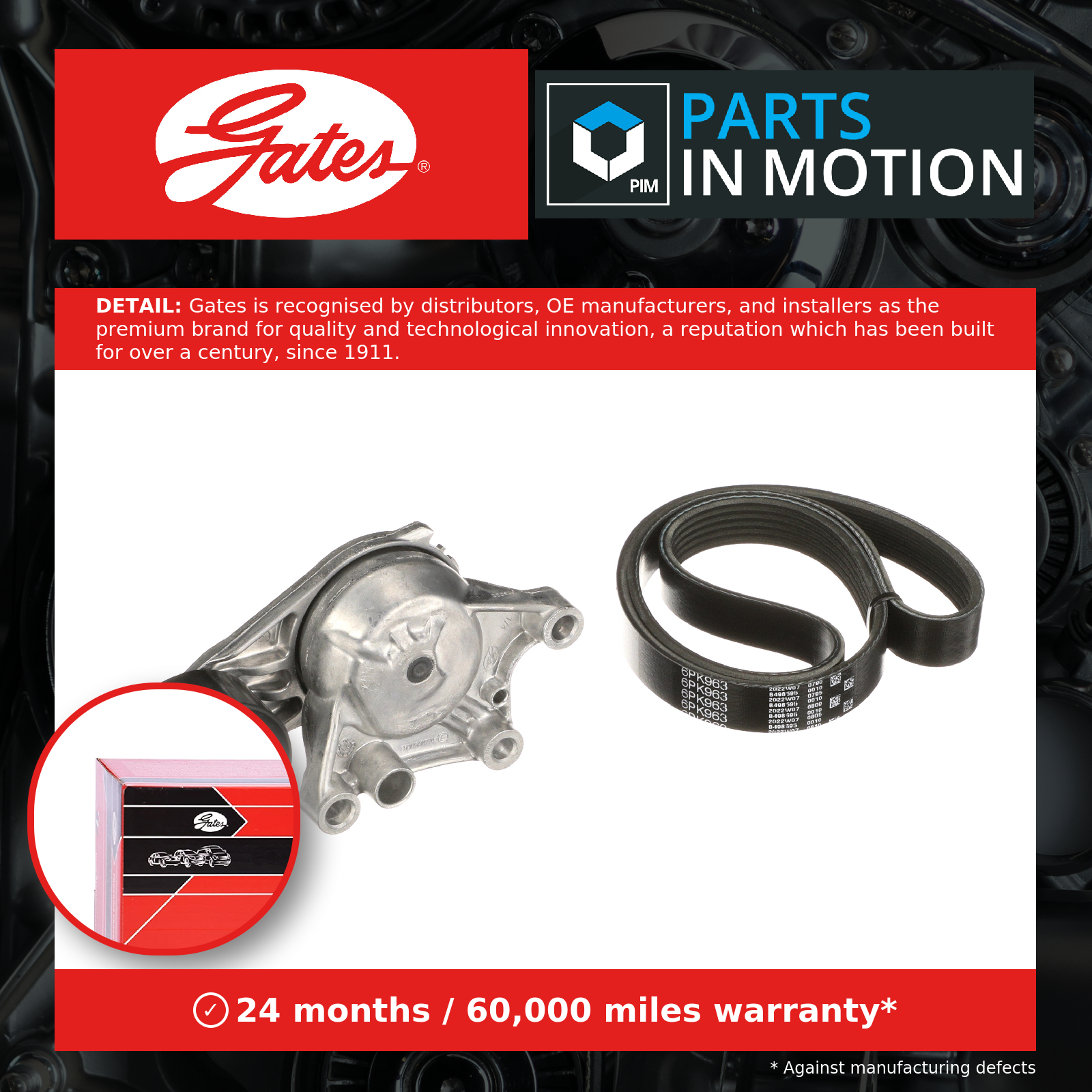 Gates Drive Belt Kit K026PK963 [PM918969]