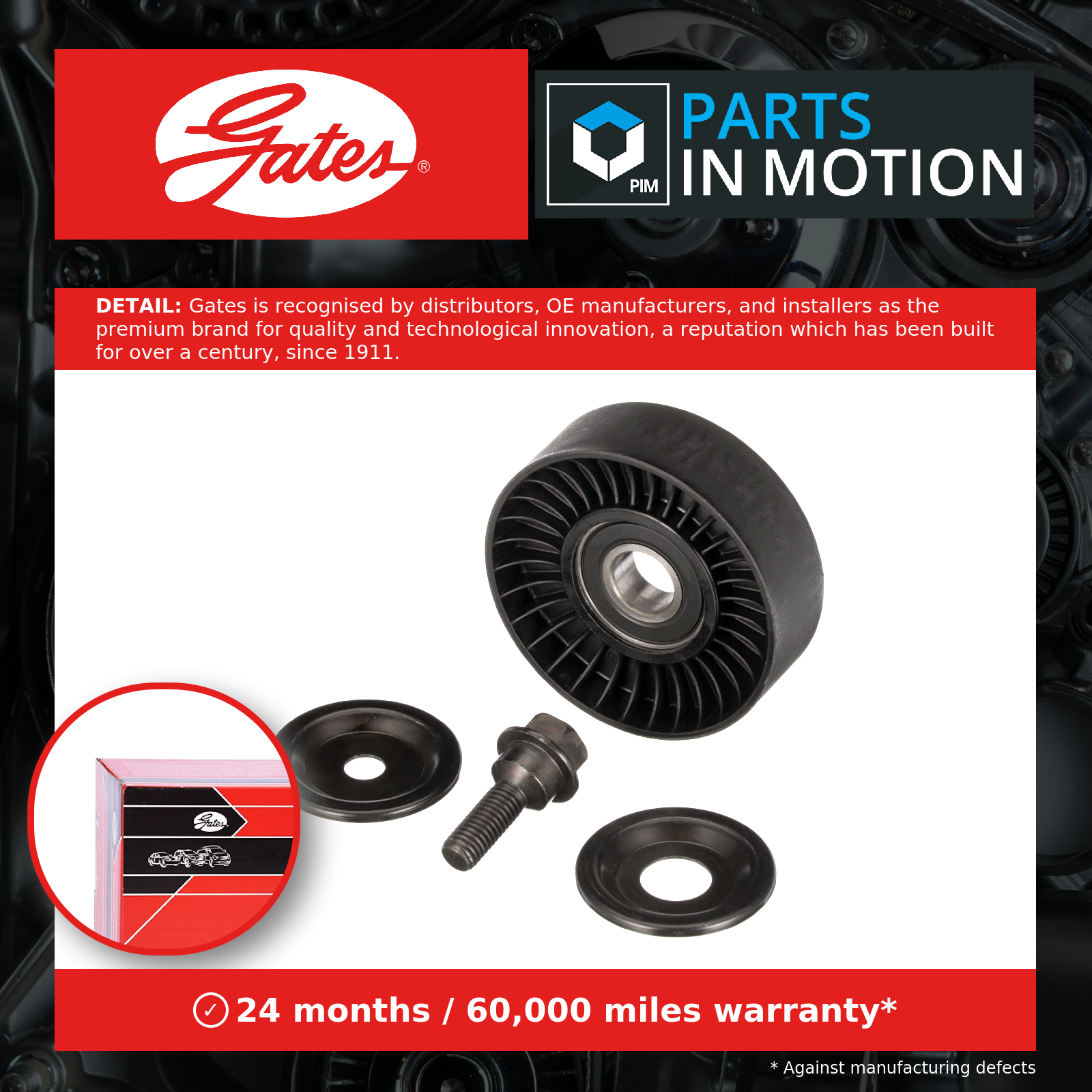 Gates Aux Belt Idler Pulley T36546 [PM2143543]