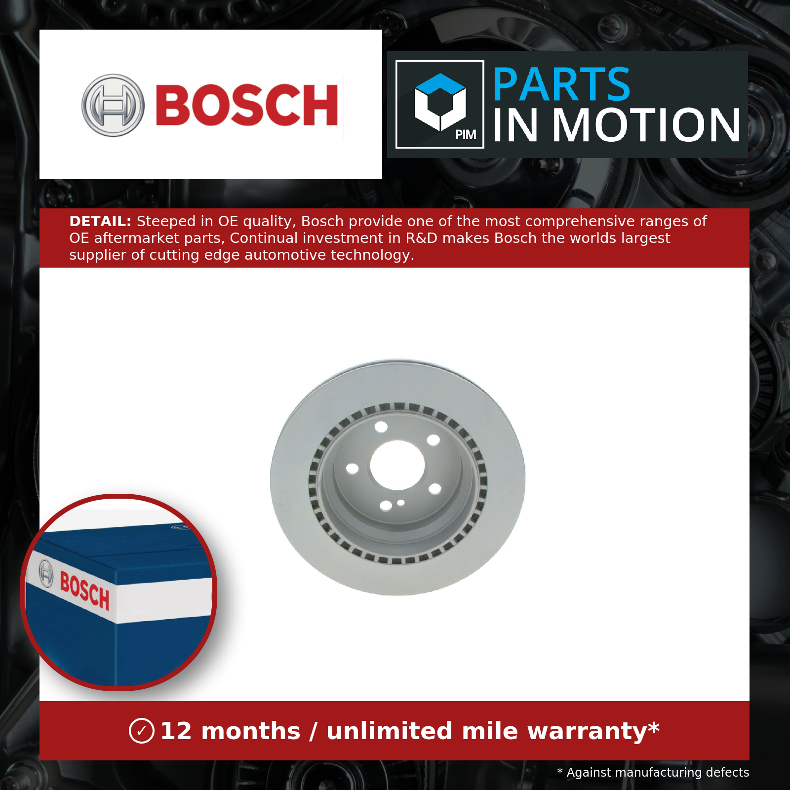 Bosch 2x Brake Discs Pair Vented Rear 0986479042 [PM240292]