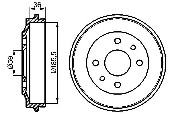 Bosch 0986477055 2x Brake Drums (Pair)