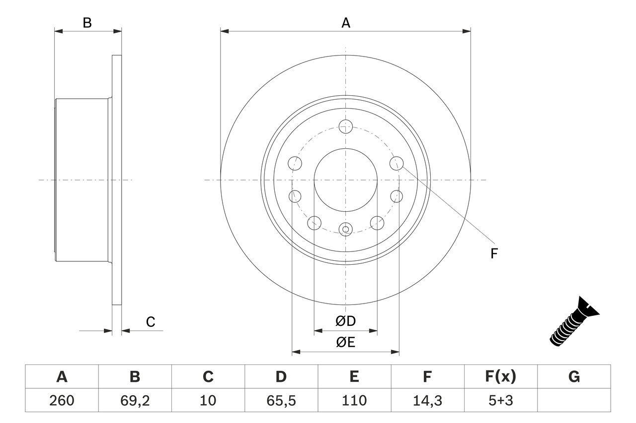 Bosch 0986478430 2x Brake Discs Pair Solid