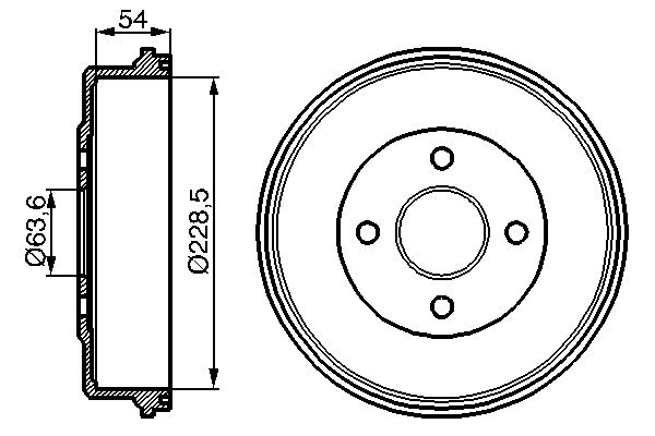 Bosch 0986477051 2x Brake Drums (Pair)
